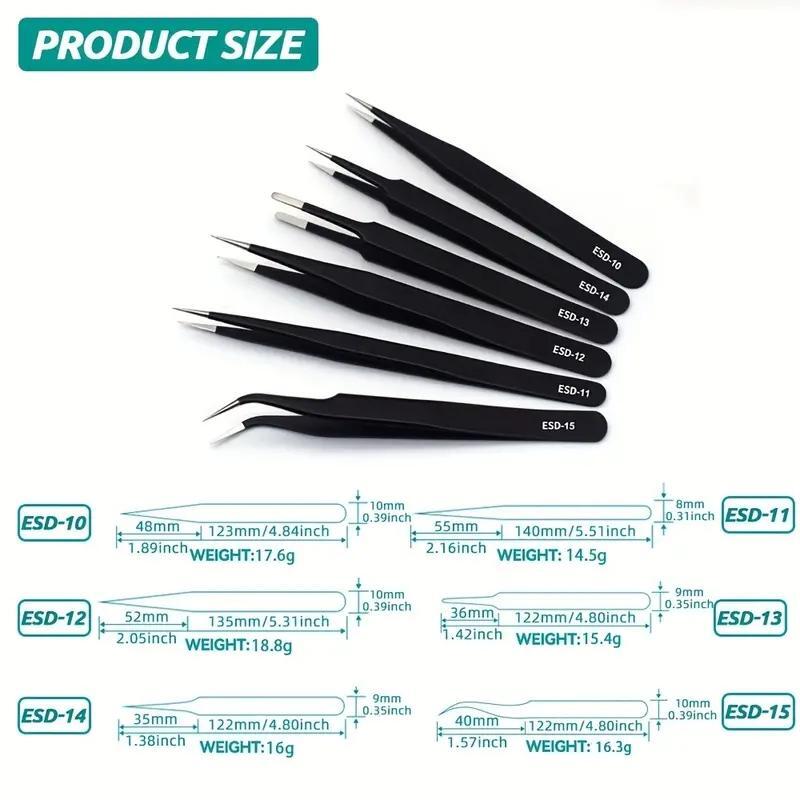 6pcs Precision Long Tweezers S – Electronics Repair Tool recenzja i cena