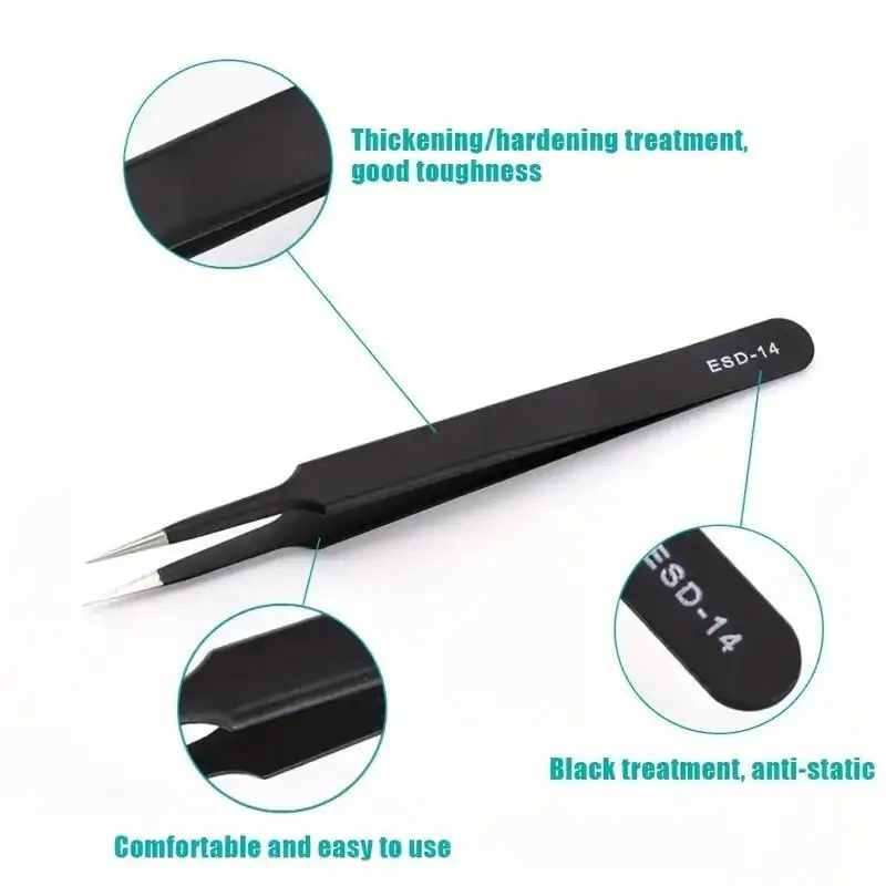 6pcs Precision Long Tweezers S – Electronics Repair Tool recenzja i cena